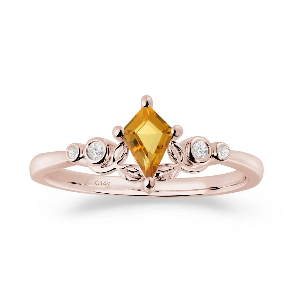 Dainty Kite Cut Citrine Leaf Engagement Ring - Image 7