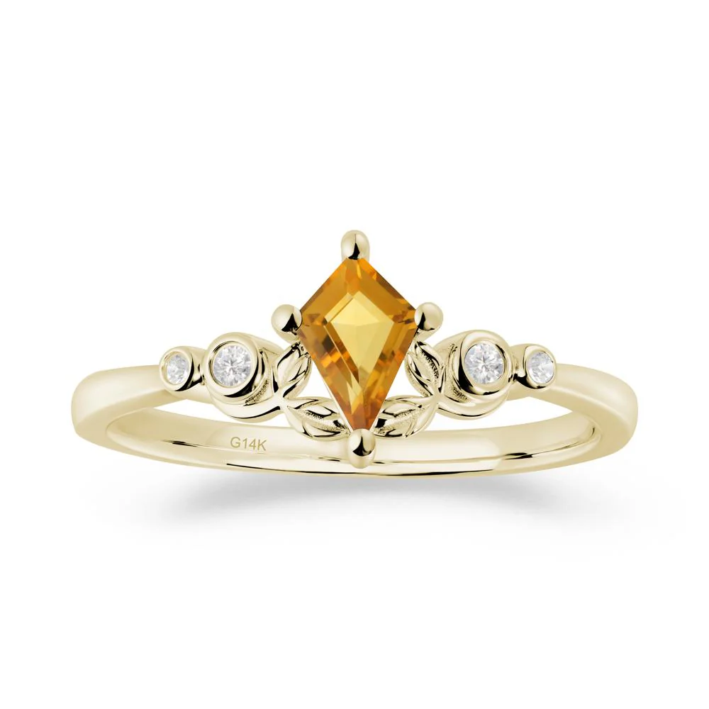 Dainty Kite Cut Citrine Leaf Engagement Ring - Image 9