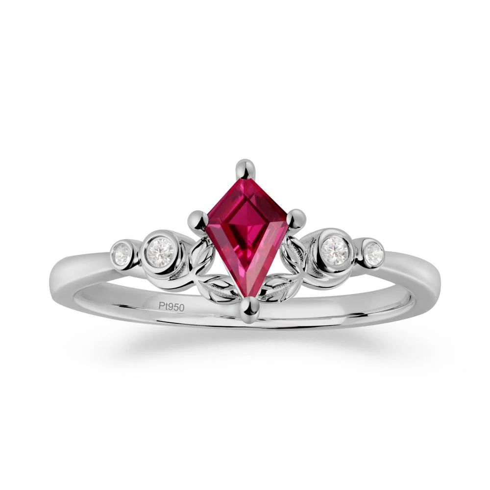 Dainty Kite Cut Ruby Leaf Engagement Ring - Image 8