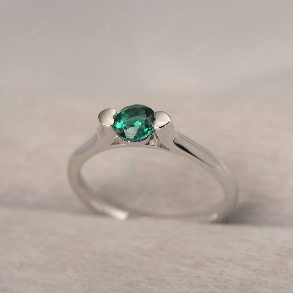 Emerald Minimalist Dainty Engagement Ring%Ci|Em|Ga|Gr - Image 3
