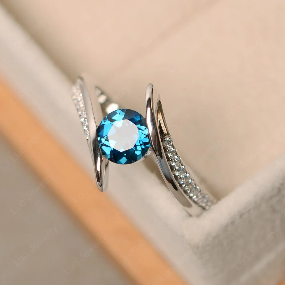 Tension Set London Blue Topaz Ring - Image 2