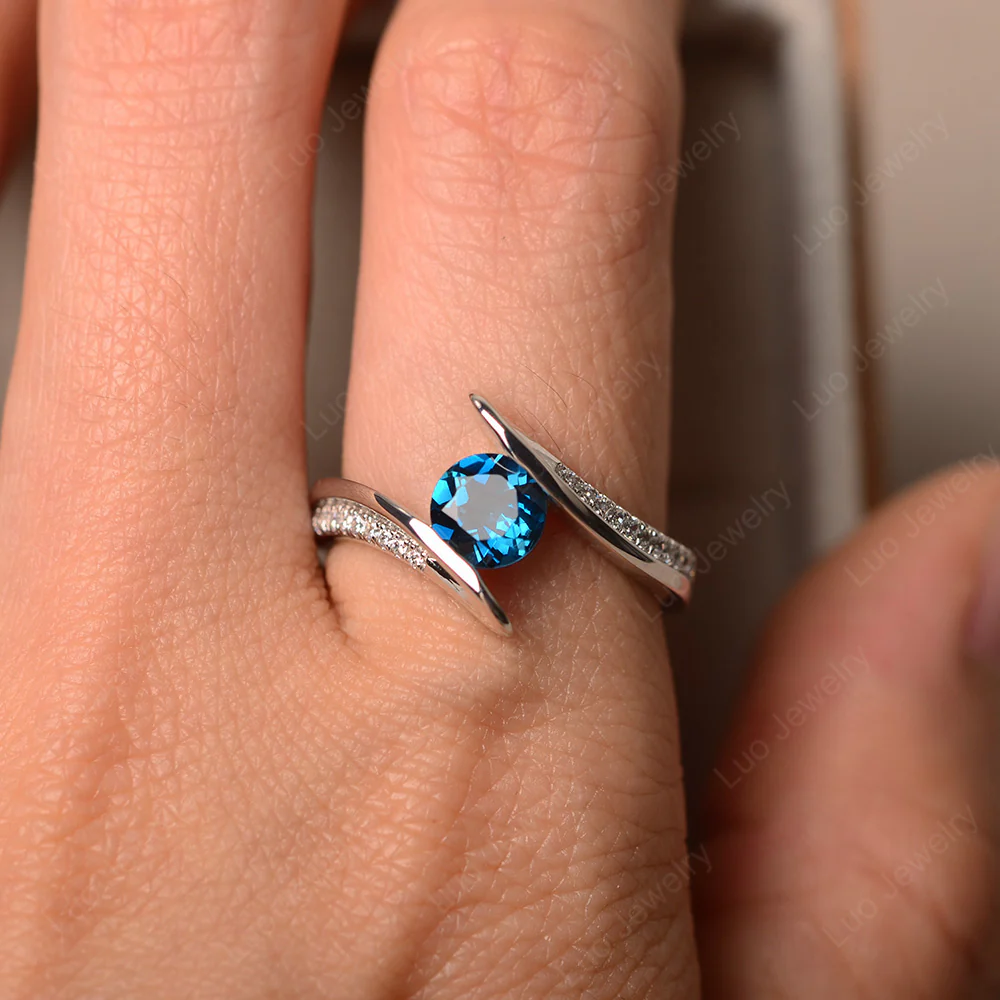 Tension Set London Blue Topaz Ring - Image 5