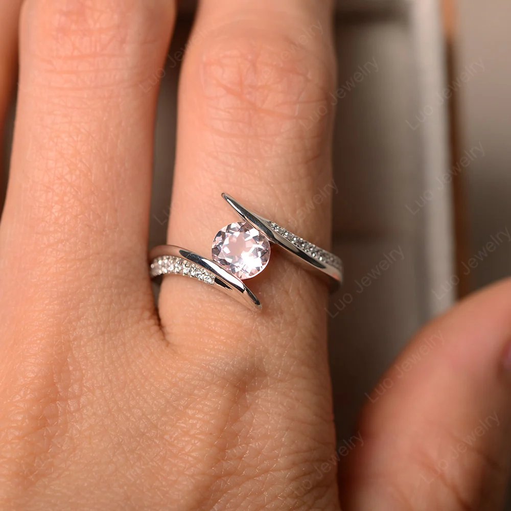 Morganite Tension Set Engagement Ring - Image 5