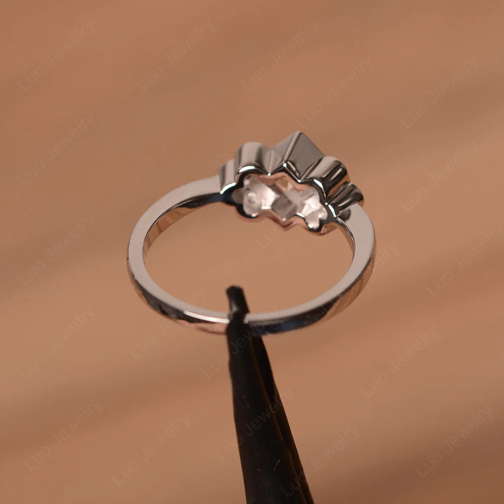 Dainty Morganite Ring Princess Cut Bezel Set - Image 3