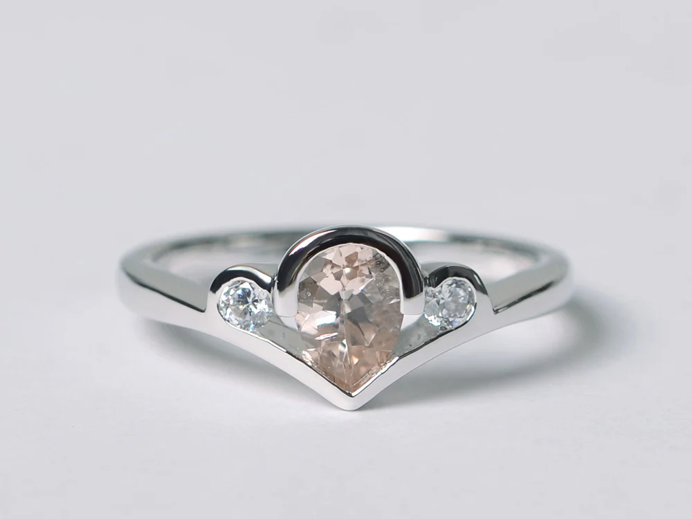 Morganite Scalloped Bezel Engagement Ring