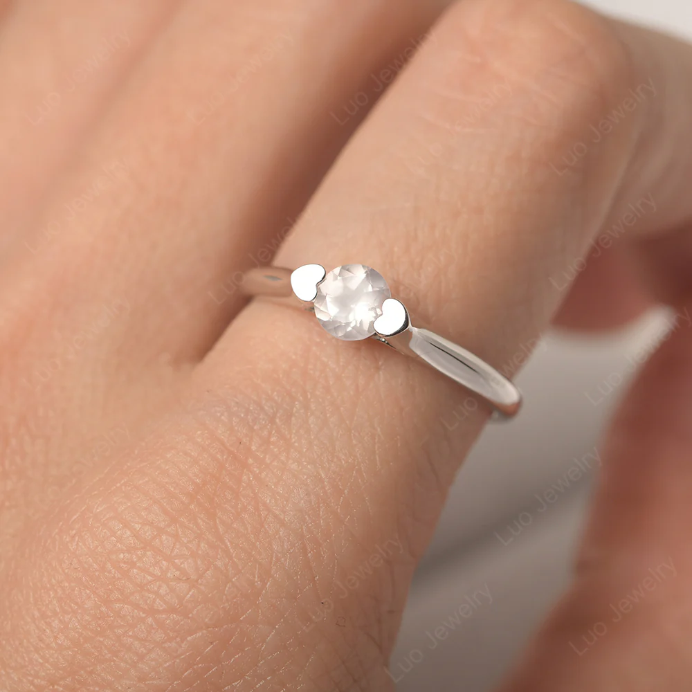Dainty Rose Quartz Engagement Ring - Image 5
