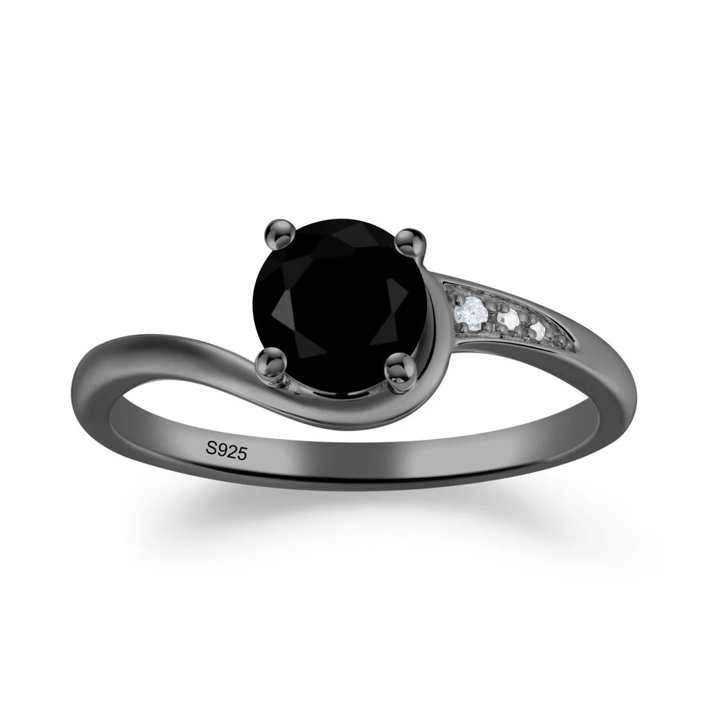 Dainty Round Black Spinel Ring for Women - Image 4