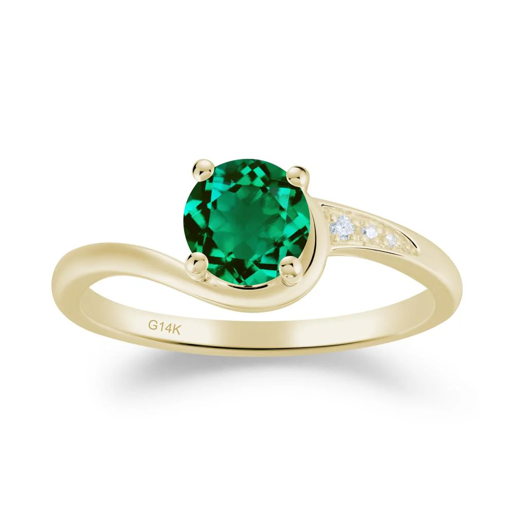 Dainty Round Emerald Ring for Women