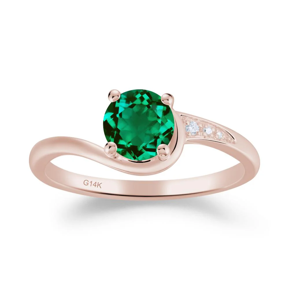 Dainty Round Emerald Ring for Women - Image 3