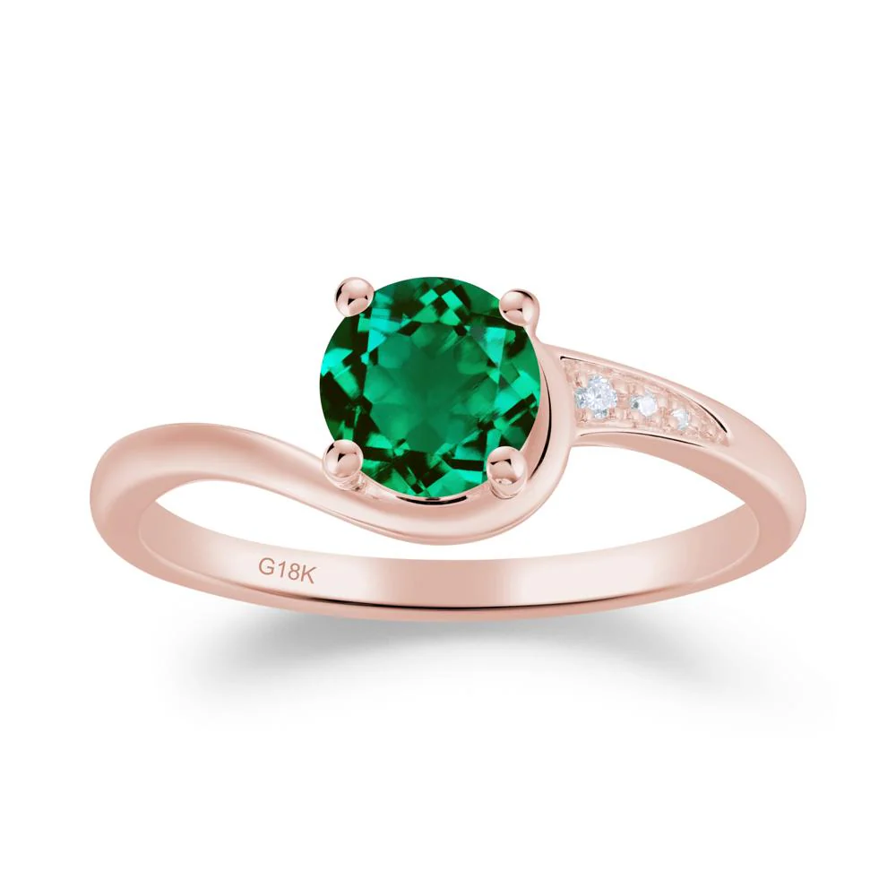 Dainty Round Emerald Ring for Women - Image 4