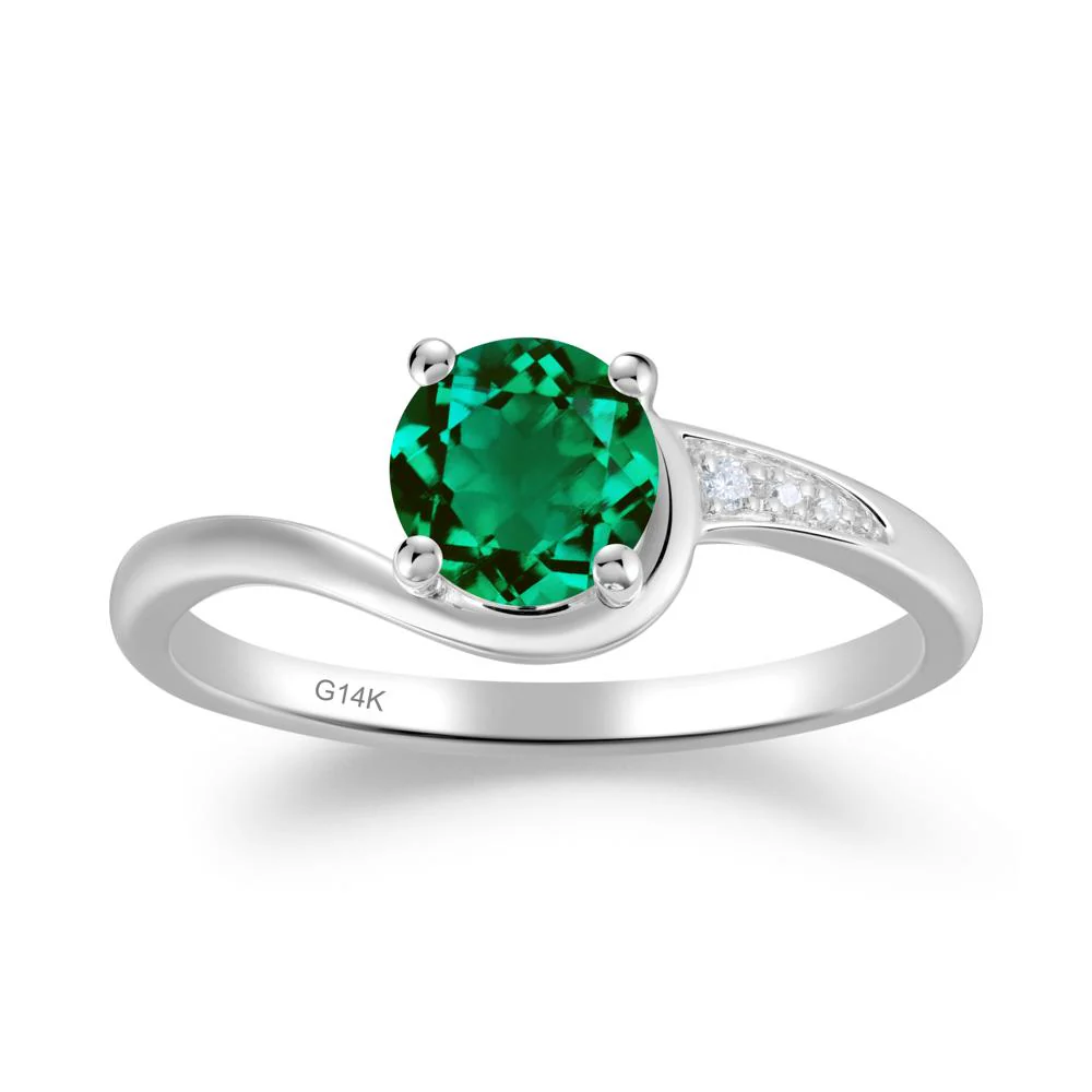 Dainty Round Emerald Ring for Women - Image 6