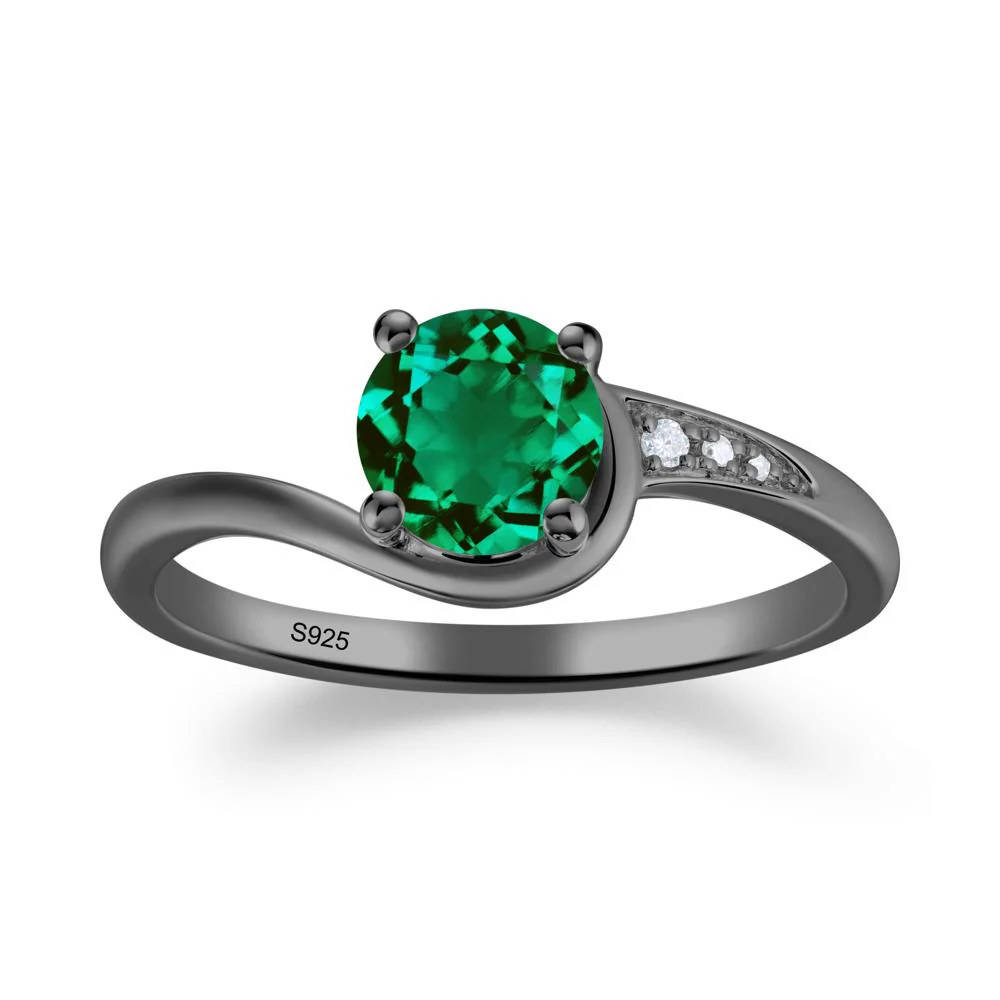 Dainty Round Emerald Ring for Women - Image 7