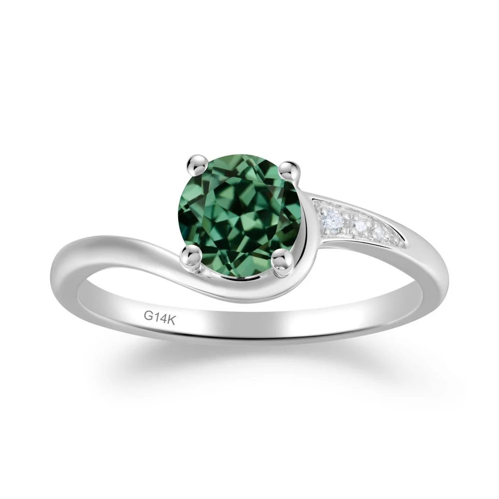 Dainty Round Green Sapphire Ring for Women