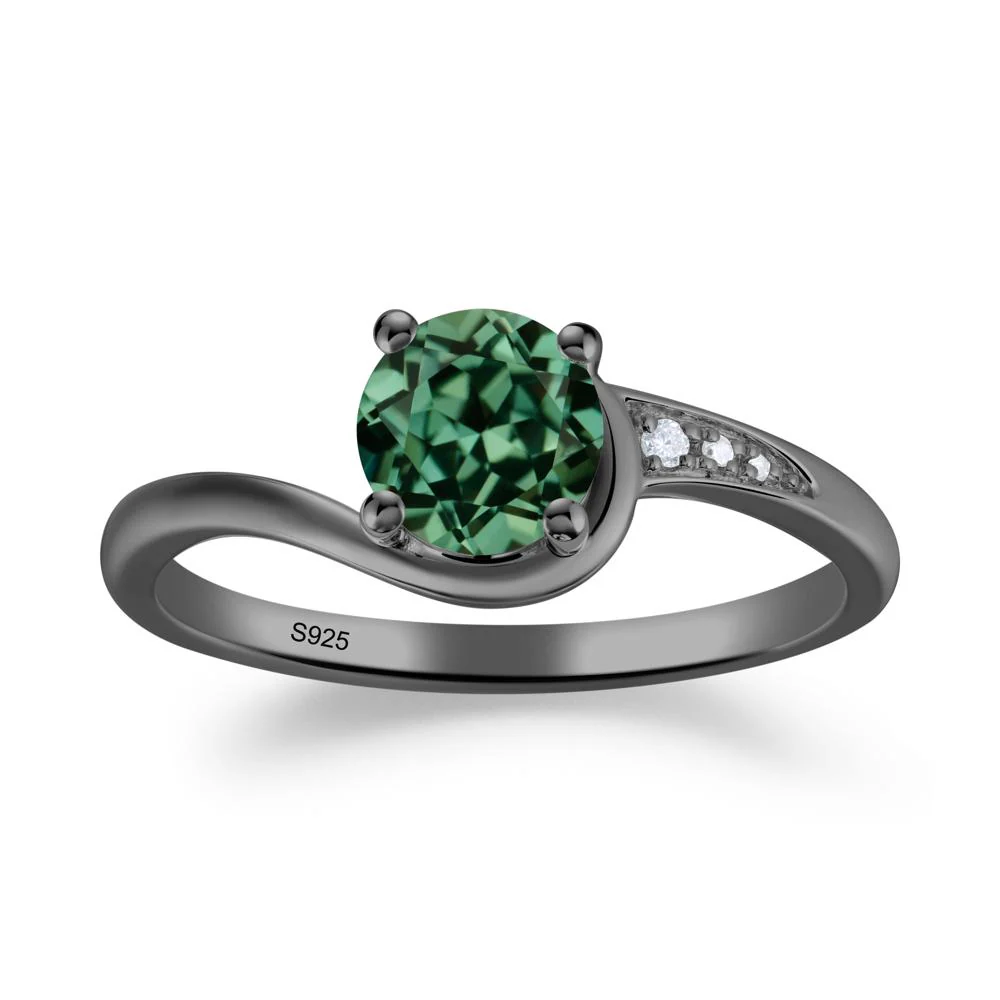 Dainty Round Green Sapphire Ring for Women - Image 2