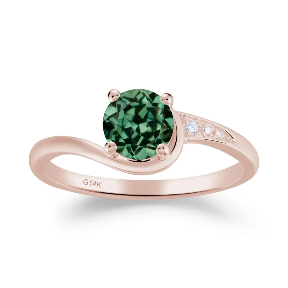 Dainty Round Green Sapphire Ring for Women - Image 6
