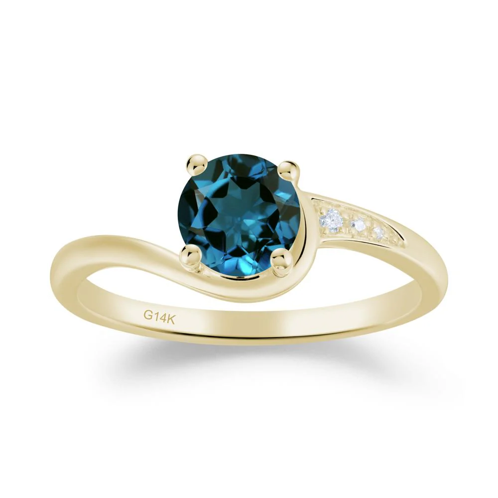 Dainty Round London Blue Topaz Ring for Women - Image 2