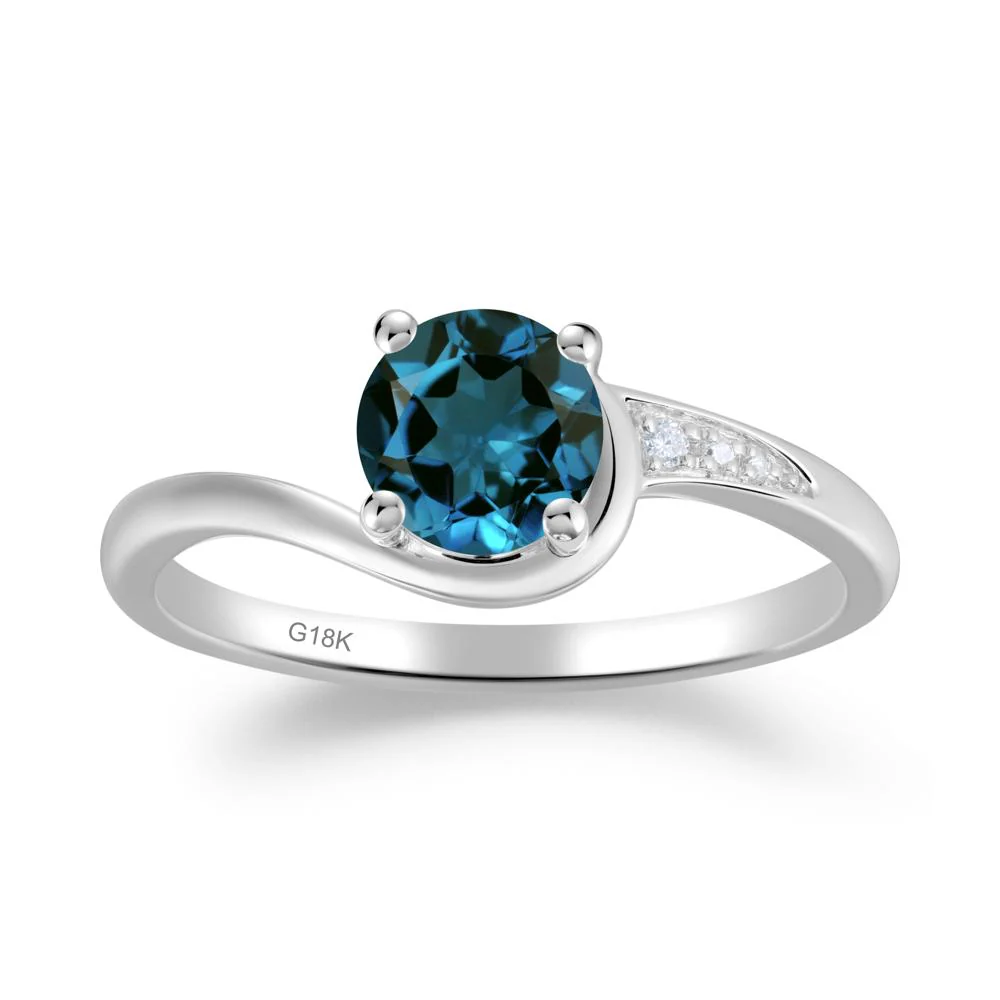 Dainty Round London Blue Topaz Ring for Women - Image 3