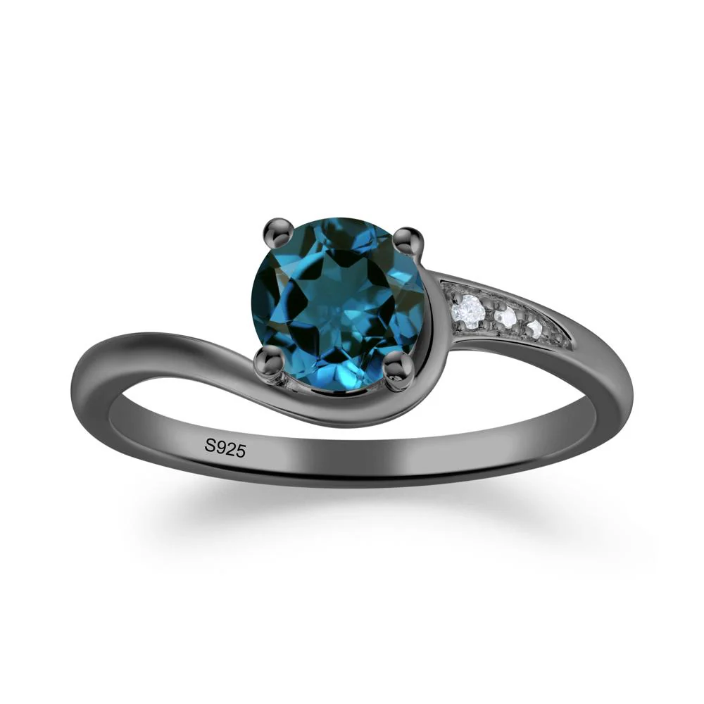 Dainty Round London Blue Topaz Ring for Women - Image 5