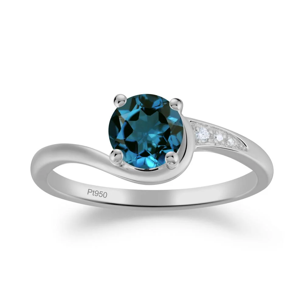 Dainty Round London Blue Topaz Ring for Women - Image 7