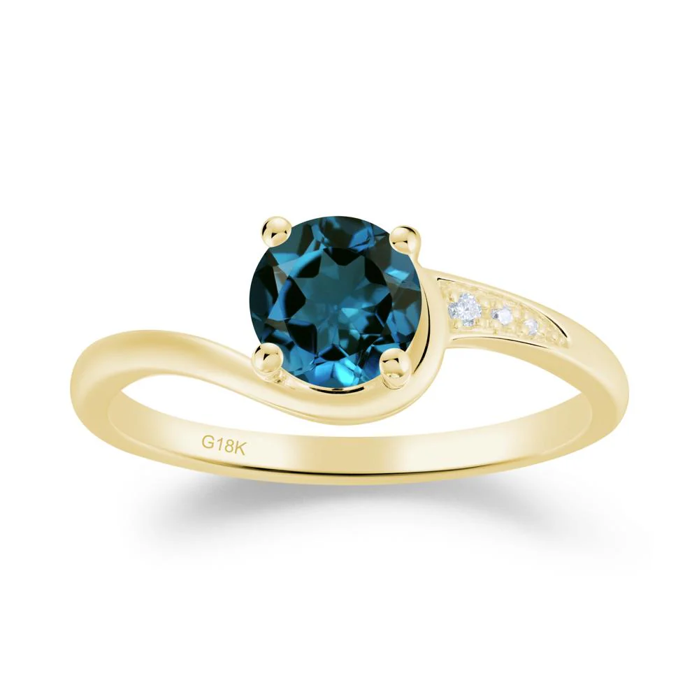 Dainty Round London Blue Topaz Ring for Women - Image 8