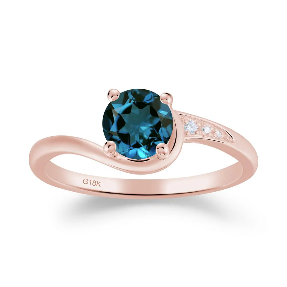 Dainty Round London Blue Topaz Ring for Women - Image 9