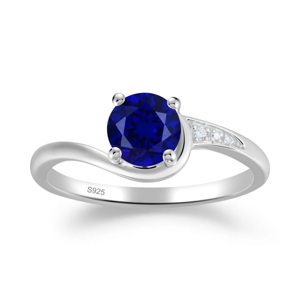 Dainty Round Sapphire Ring for Women - Image 3
