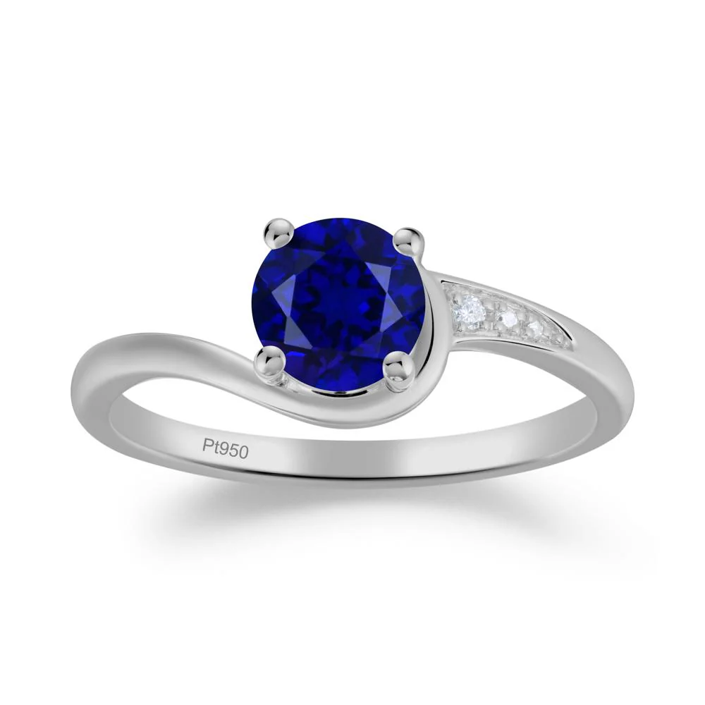 Dainty Round Sapphire Ring for Women - Image 4