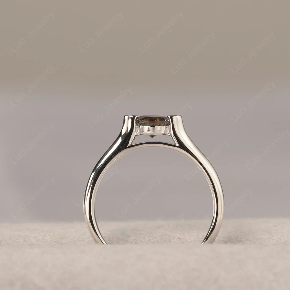 Dainty Smoky Quartz Engagement Ring - Image 4