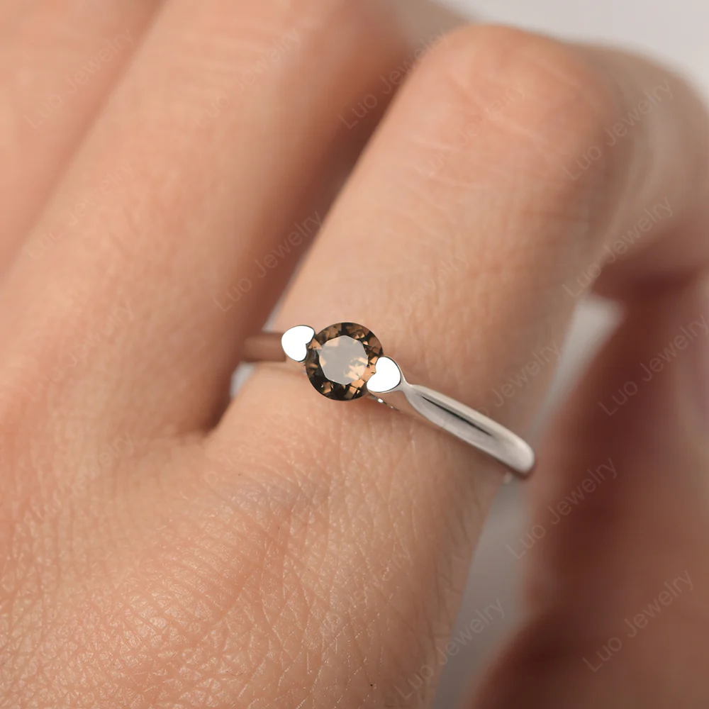 Dainty Smoky Quartz Engagement Ring - Image 5