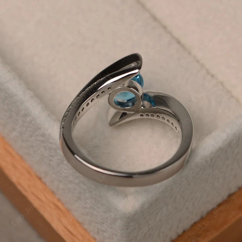 Tension Set Swiss Blue Topaz Ring - Image 3