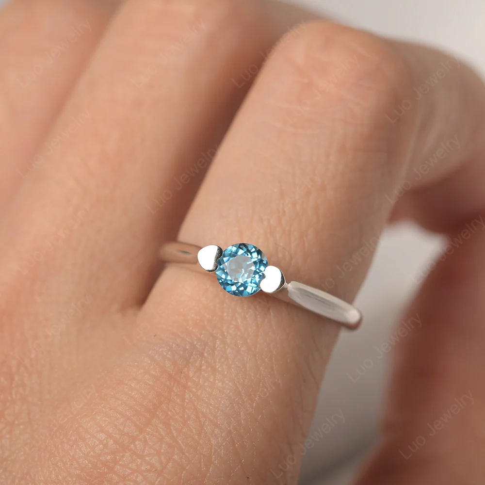 Dainty Swiss Blue Topaz Engagement Ring - Image 5