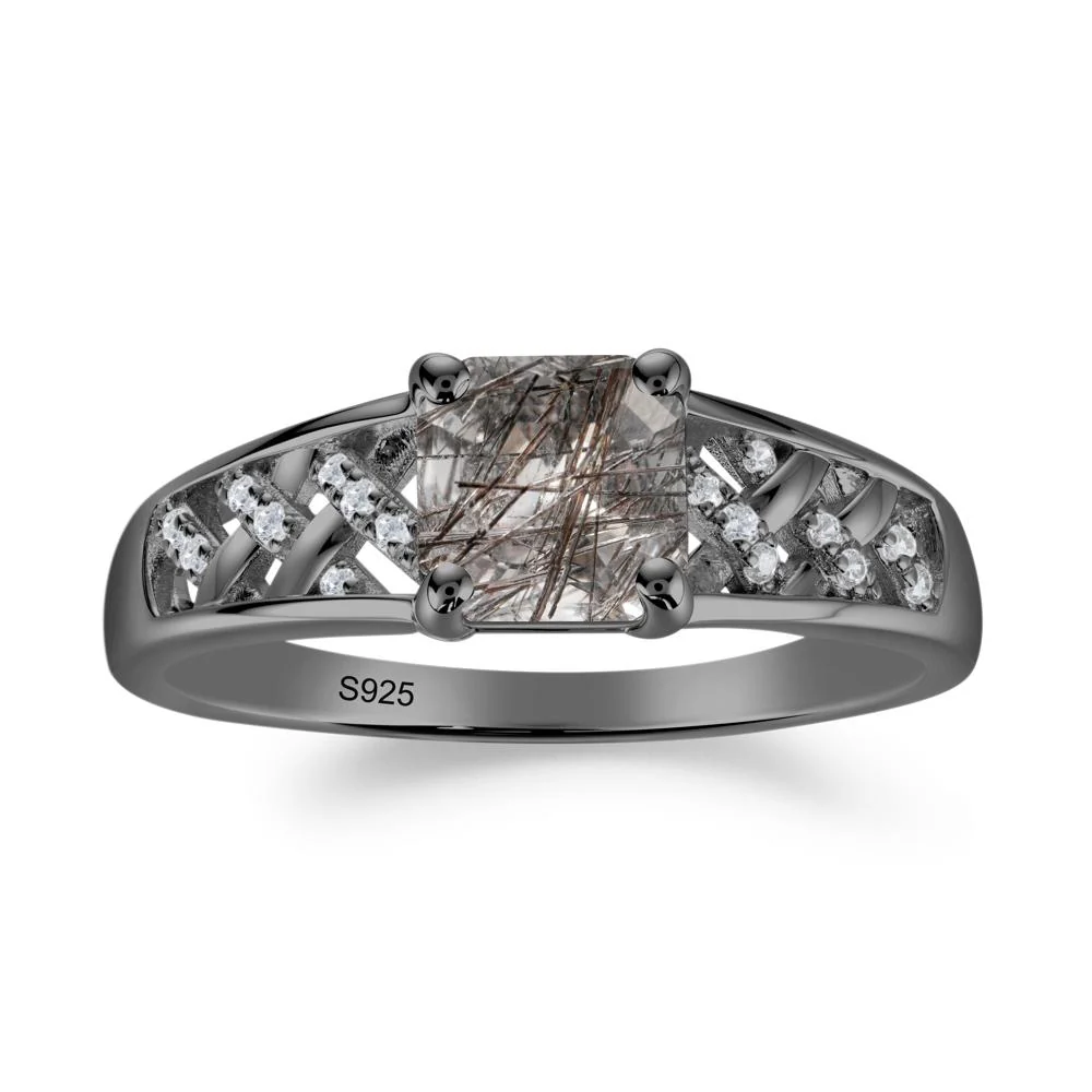 Delicate Black Rutilated Quartz Promise Ring - Image 3