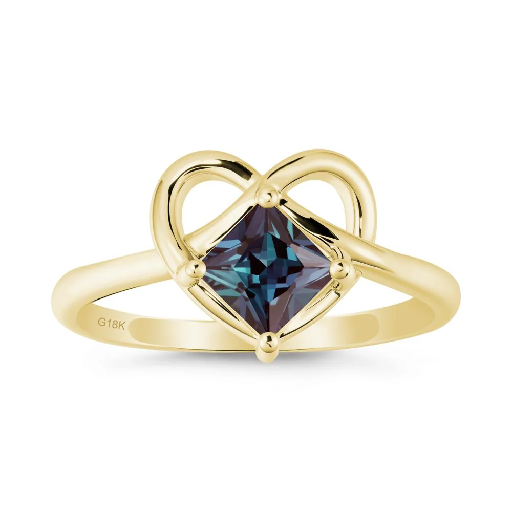 Delicate Square Alexandrite Ring with Heart Loop - Image 6