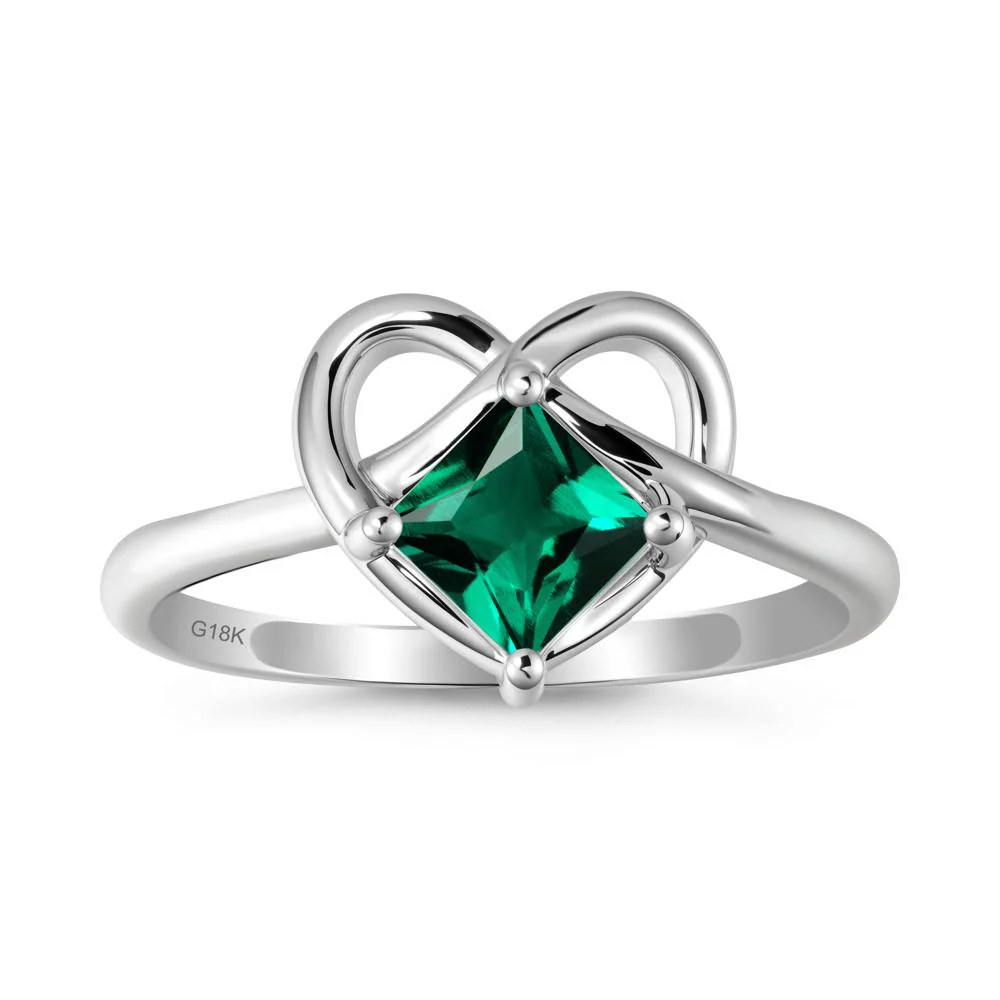 Delicate Square Emerald Ring with Heart Loop - Image 5