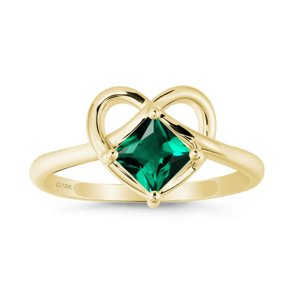 Delicate Square Emerald Ring with Heart Loop - Image 6