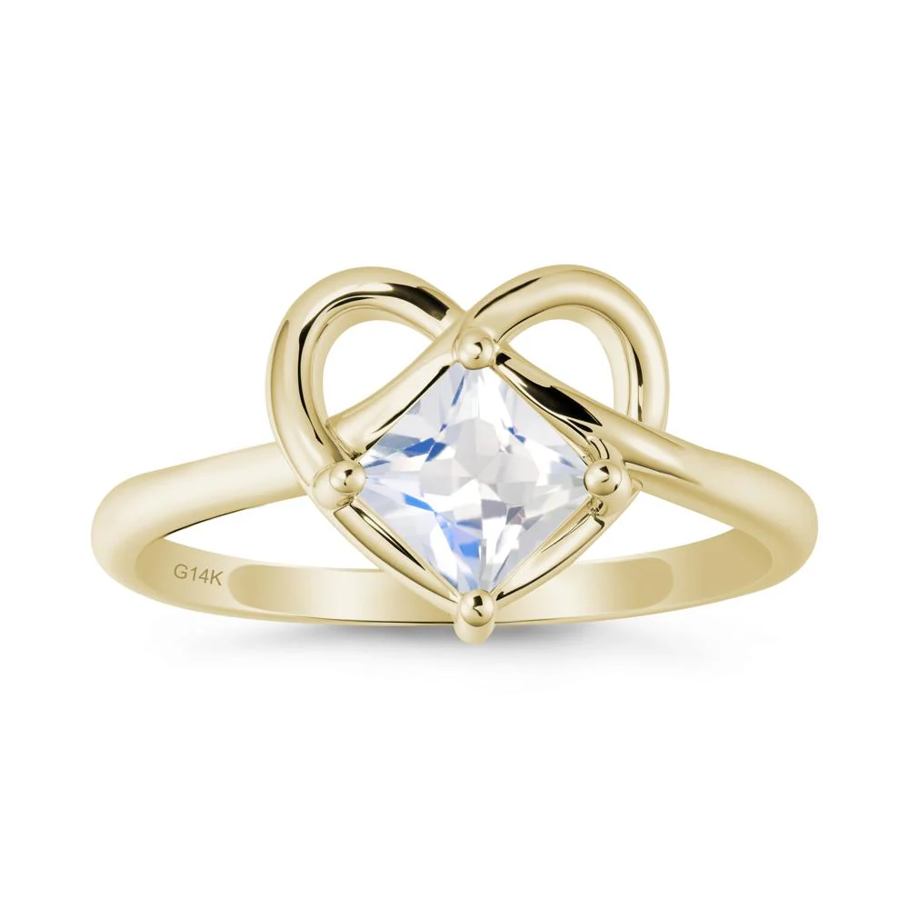 Delicate Square Moonstone Ring with Heart Loop - Image 3