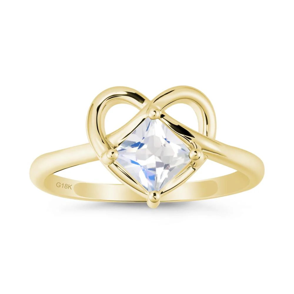 Delicate Square Moonstone Ring with Heart Loop - Image 6
