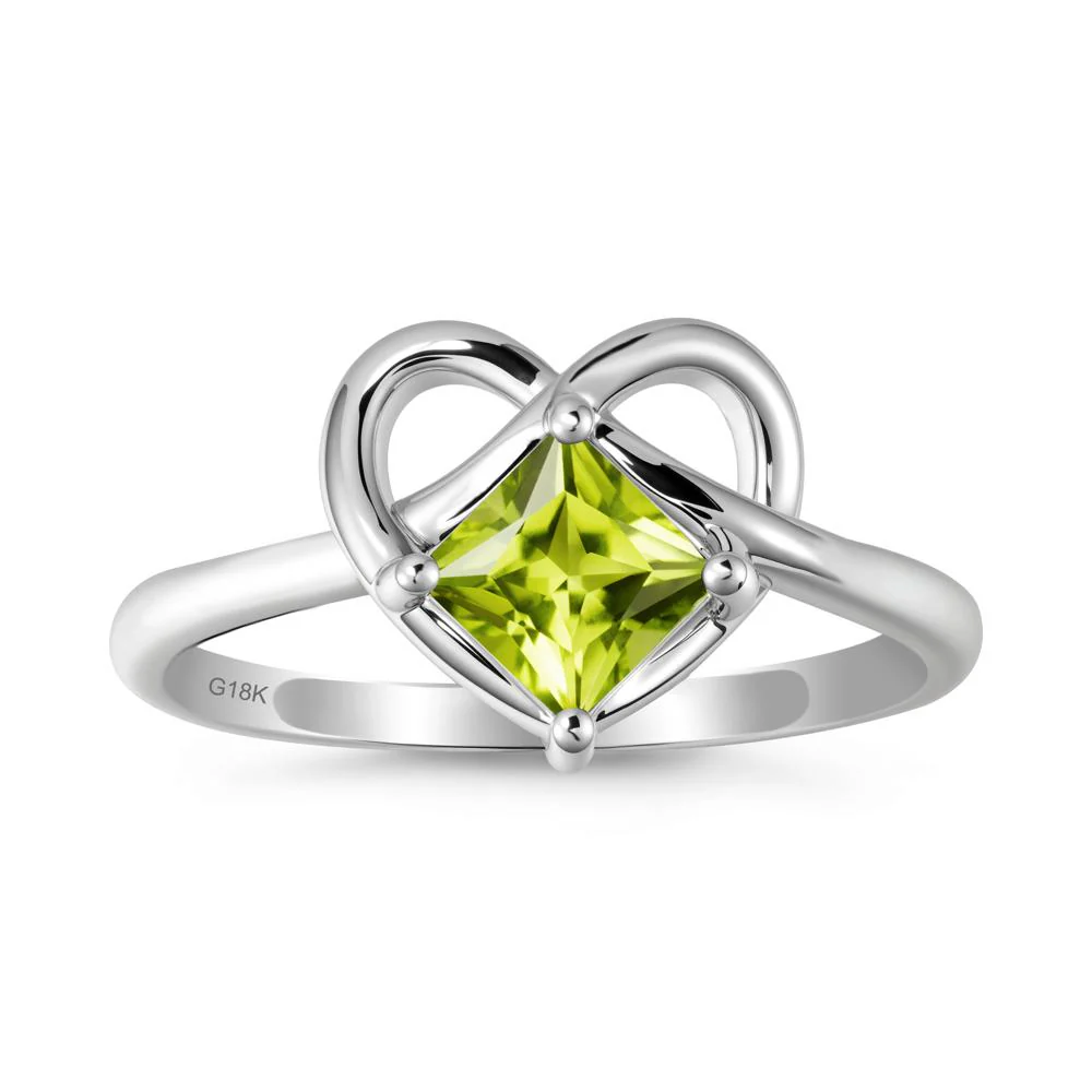 Delicate Square Peridot Ring with Heart Loop - Image 6