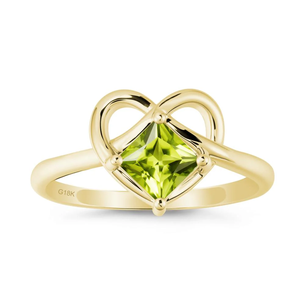 Delicate Square Peridot Ring with Heart Loop - Image 7