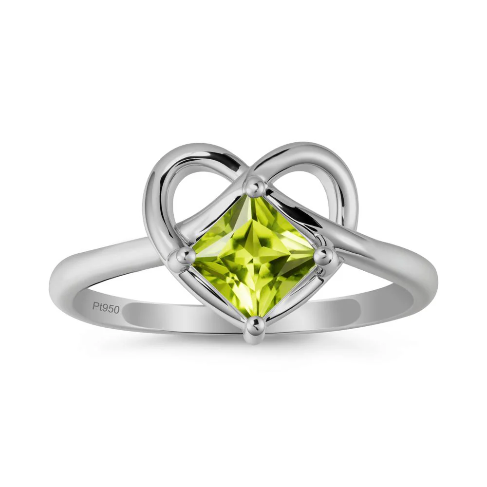Delicate Square Peridot Ring with Heart Loop - Image 8