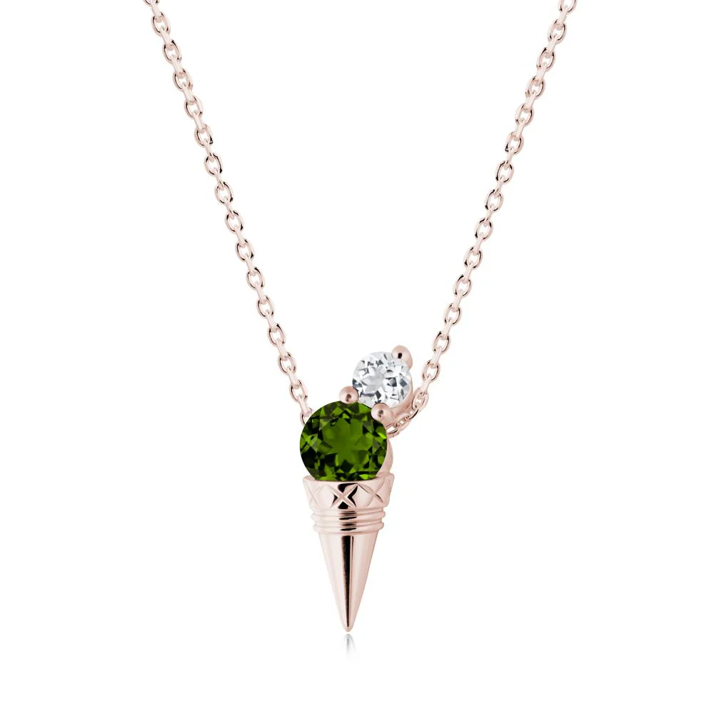 Diopside and White Topaz Toi Et Moi Necklace - Image 4