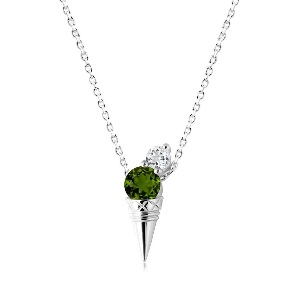 Diopside and White Topaz Toi Et Moi Necklace - Image 5