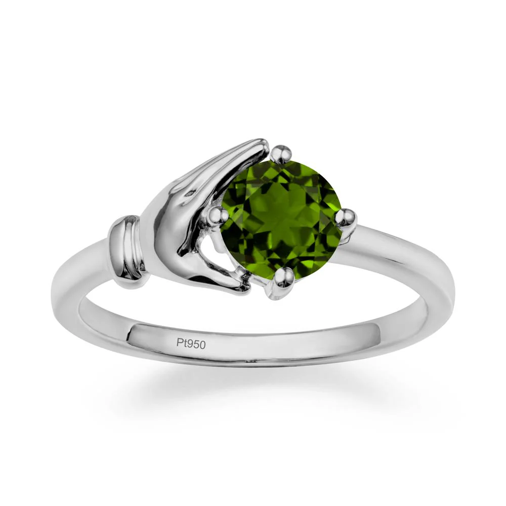 Diopside Cupping Hand Ring In 14K Gold - Image 8