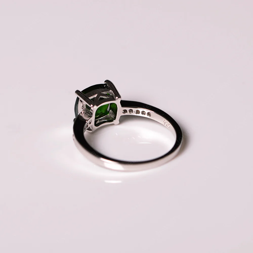 Simple Cushion Cut Diopside Promise Ring - Image 5