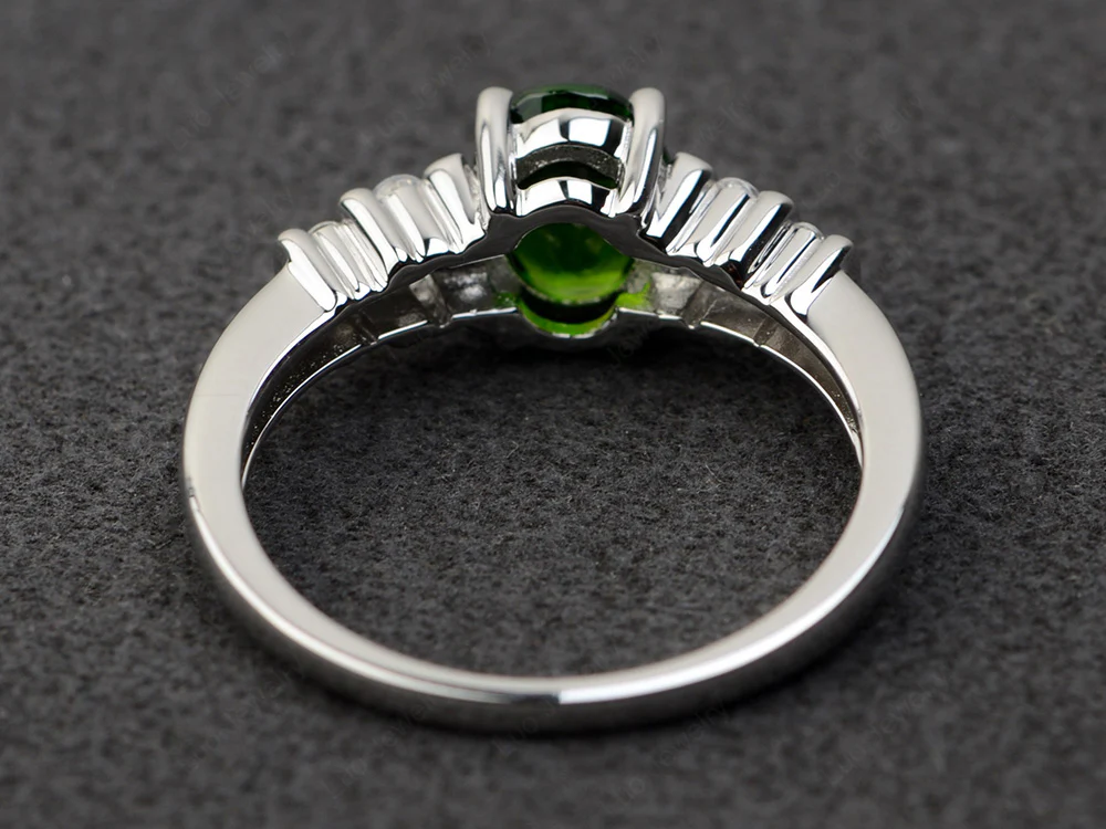 Oval Cut Simple Diopside Promise Ring - Image 3