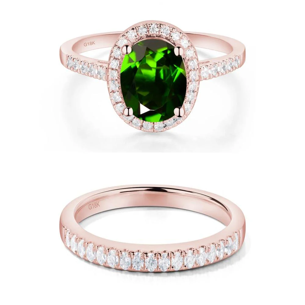 Oval Diopside Halo Ring - Image 17