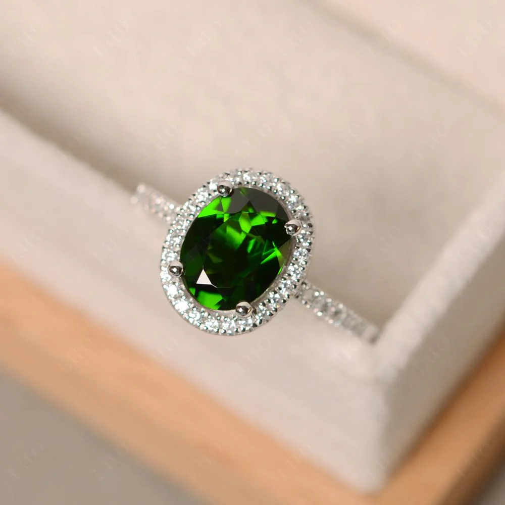 Oval Diopside Halo Ring - Image 29