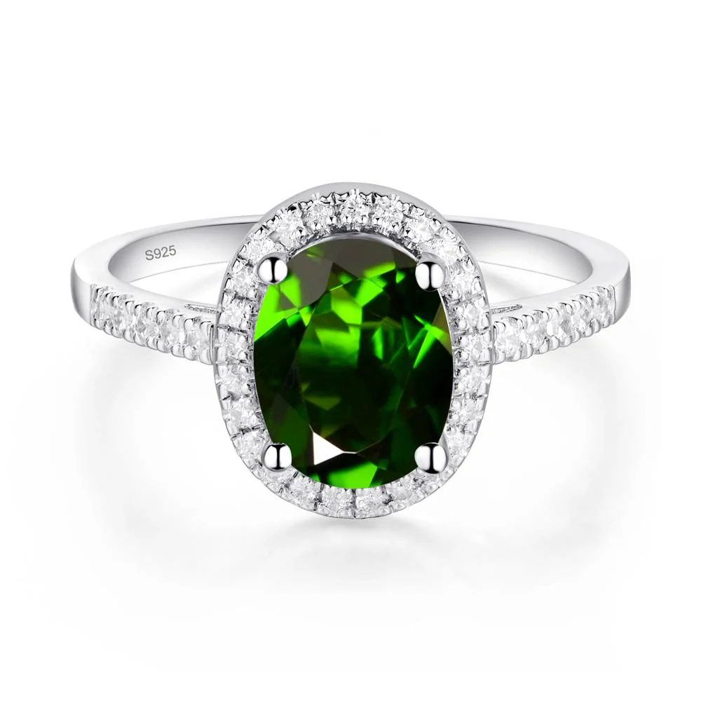 Oval Diopside Halo Ring - Image 3