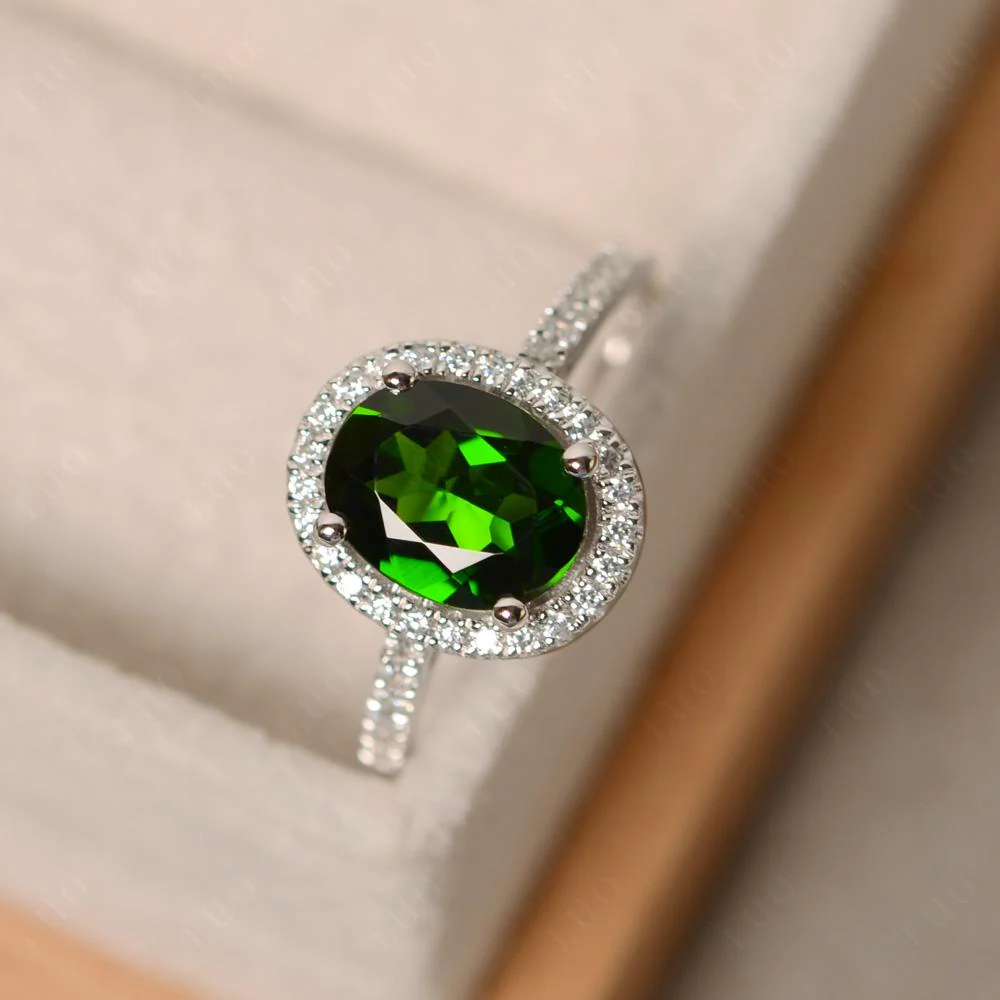 Oval Diopside Halo Ring - Image 30