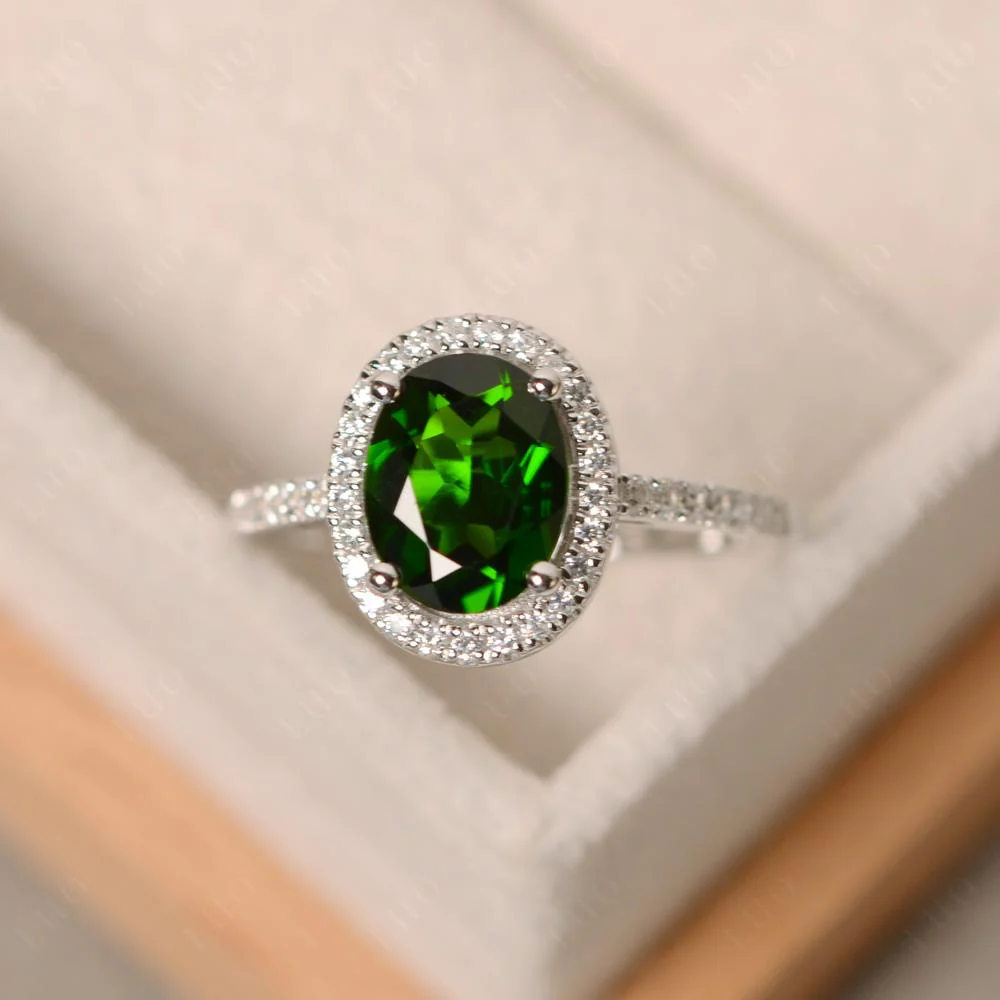Oval Diopside Halo Ring - Image 31